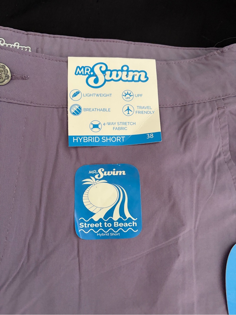 Mr Swim Hybrid Shorts in lavender ribbed size 38 NWT
